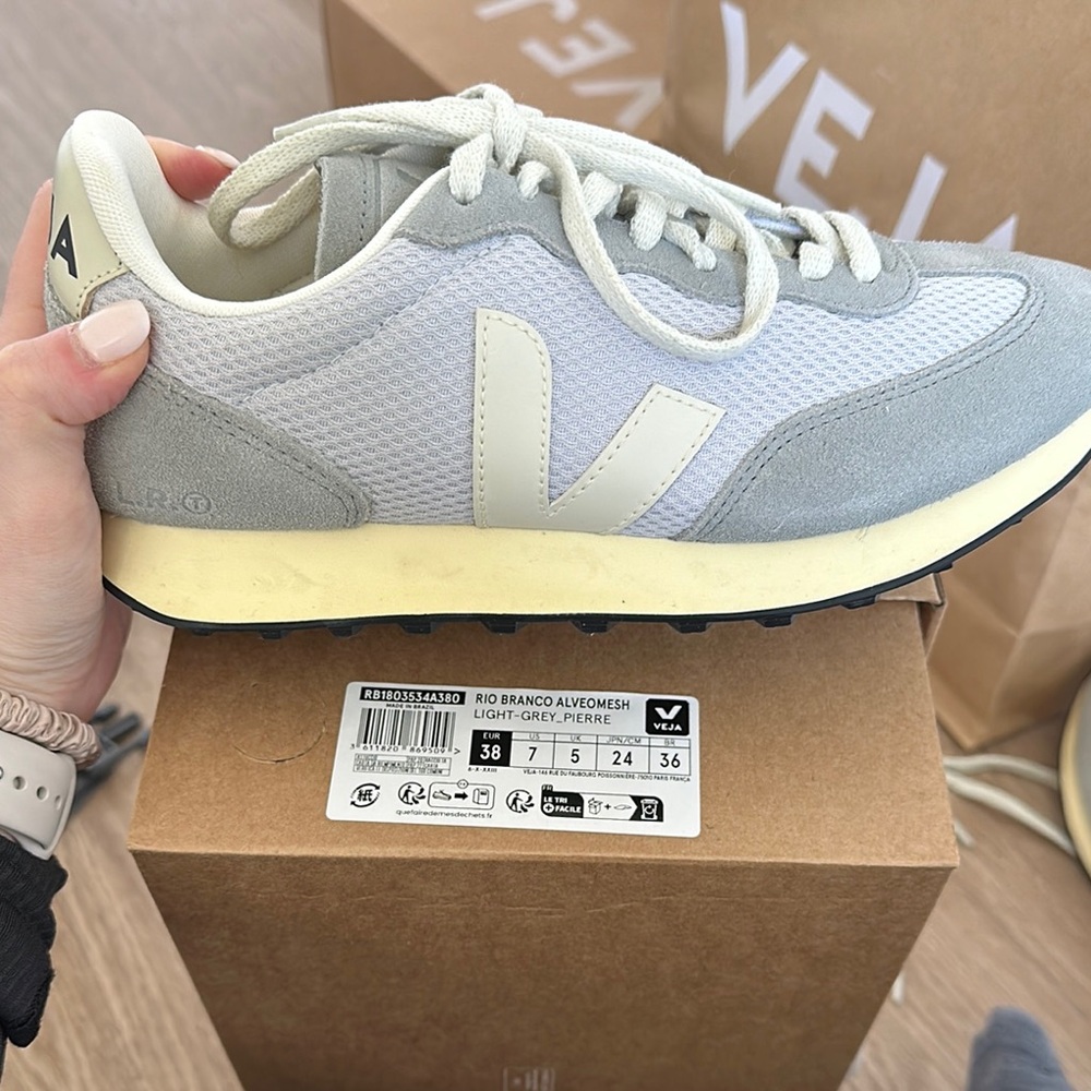 Veja Gray and White Rio Branco sneakers